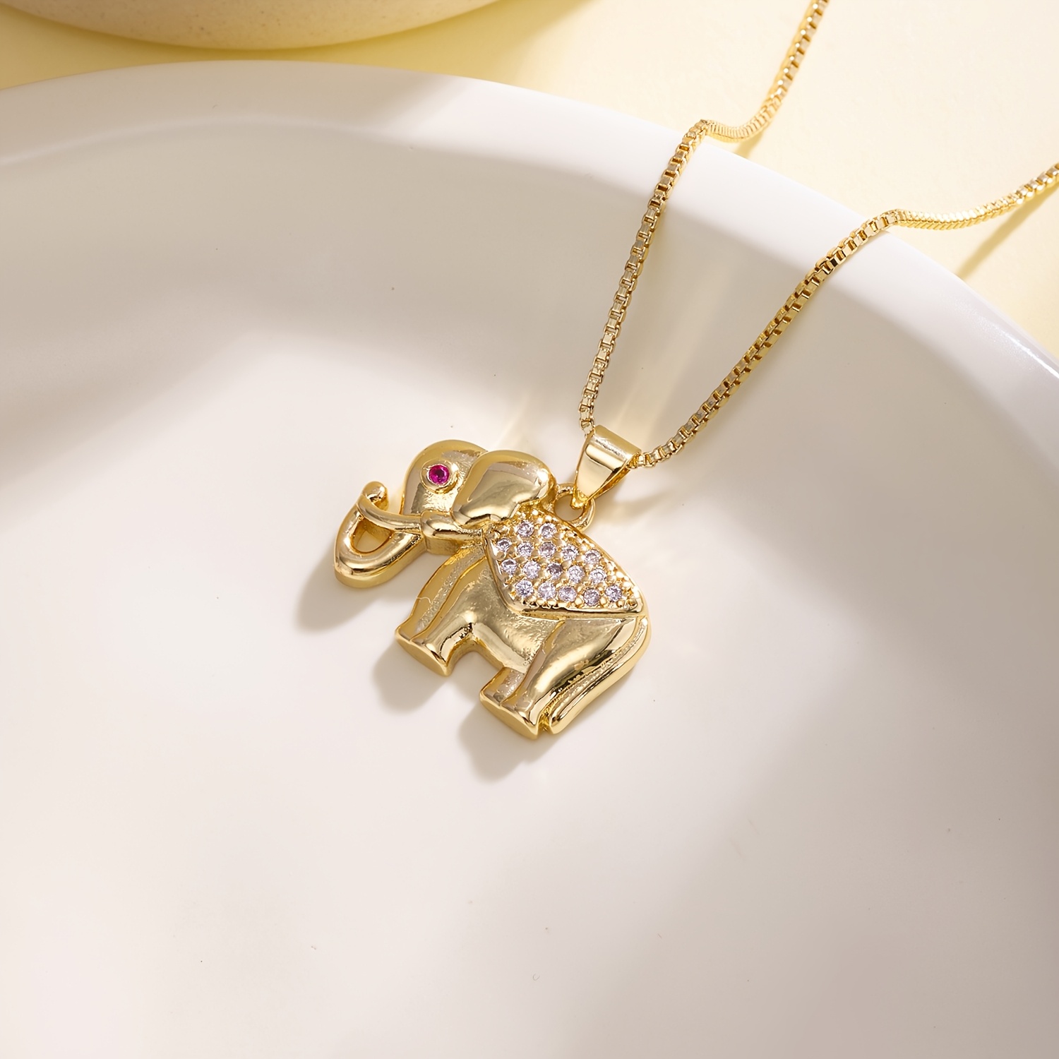 Women's Luxury Crystal Multicolored Elephant Pendant Necklace
